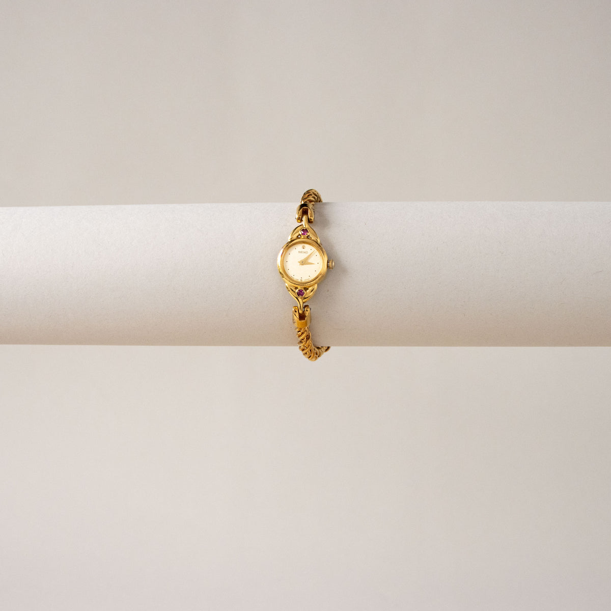 Vintage Seiko Ruby Twisted Rope Gold Watch