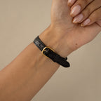 Vintage Burberrys Swiss Black Leather Gold Watch