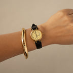 Vintage Burberrys Swiss Black Leather Gold Watch