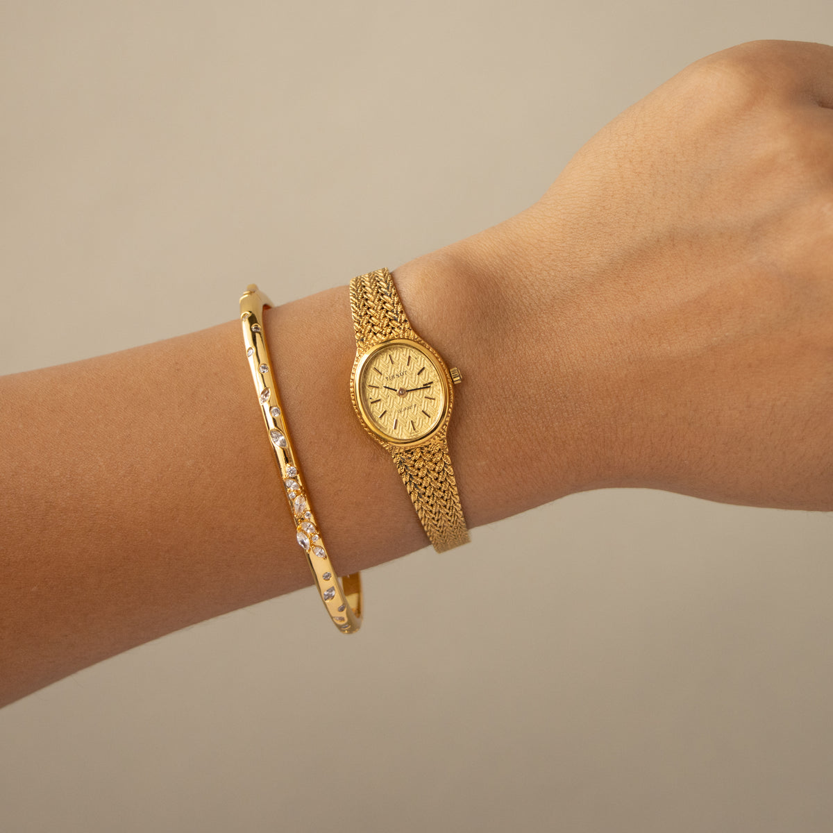 Vintage Tissot Swiss Oval Mesh Gold Watch