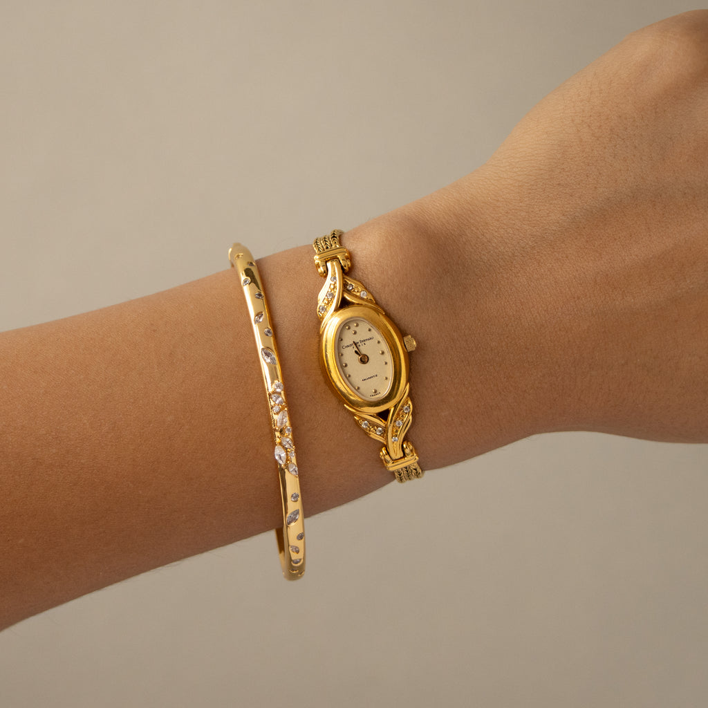 Vintage Christian Bernard Oval Diamond Gold Watch