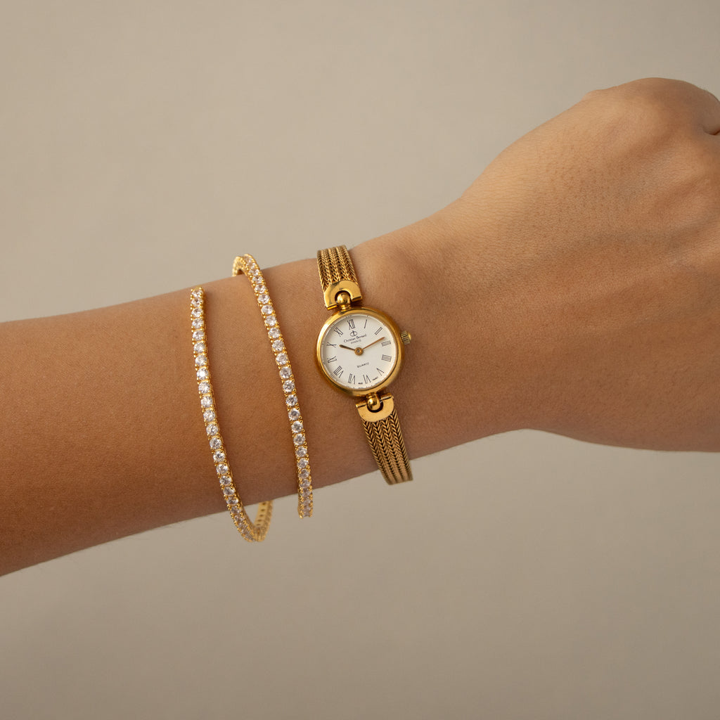 Vintage Christian Bernard Mesh Strap Gold Watch