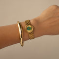 Vintage Westar Blue Green Dial Gold Watch