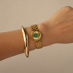 Vintage Westar Blue Green Dial Gold Watch