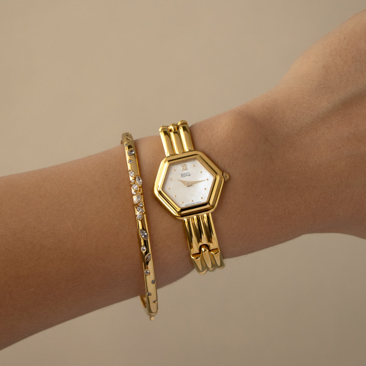 Vintage ESQ Hexagon Gold Watch