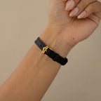 Vintage Courreges Round Black Strap Gold Watch