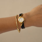 Vintage Courreges Round Black Strap Gold Watch