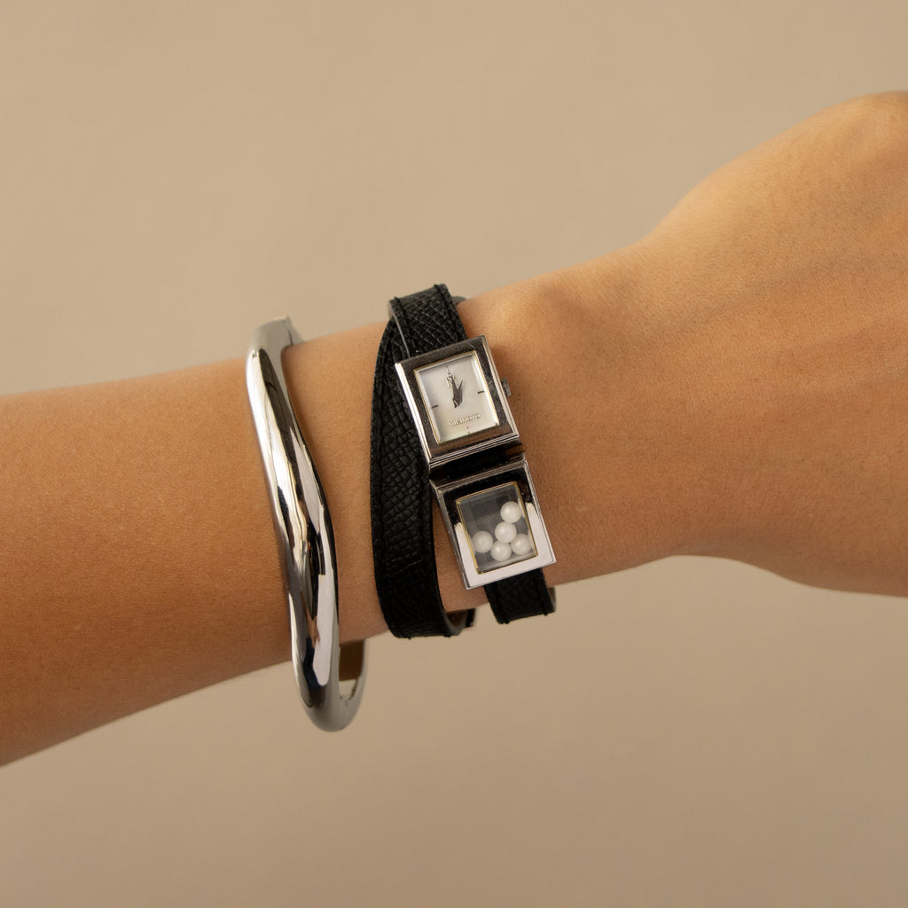 Vintage Mikimoto Pearl Wrap Silver Watch