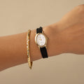 Vintage Seiko Exceline Black Strap Gold Watch