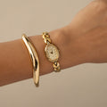 Vintage Citizen Oval Half Matte Gold Watch