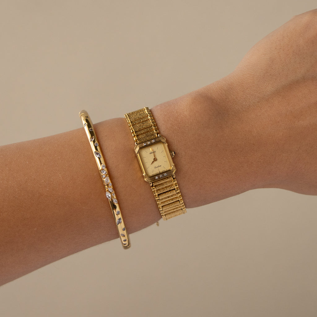 Vintage Seiko Tank Ladder Gold Watch