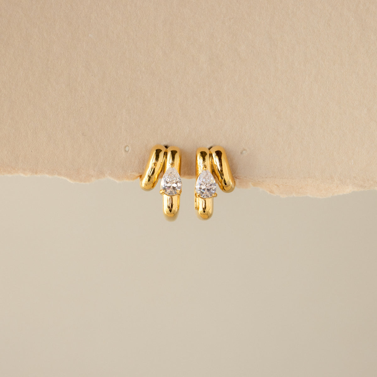 Geometric Teardrop Hoop Studs