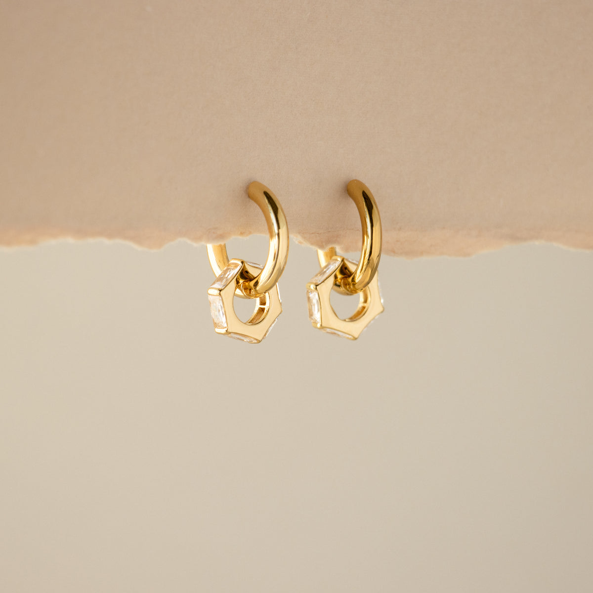 Baguette Charm Hoops
