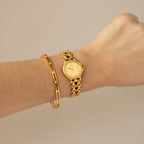 Vintage Bally Swiss Round Duo Link Gold Watch
