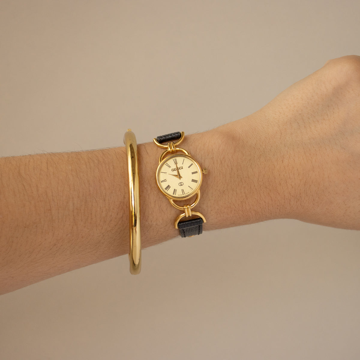 Vintage Gucci Swiss Stirrup Lug Gold Watch