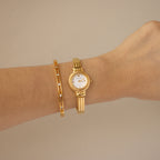 Vintage Guy Laroche Ribbed Cuff Gold Watch