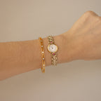 Vintage Elegance Pink Tourmaline Gold Watch