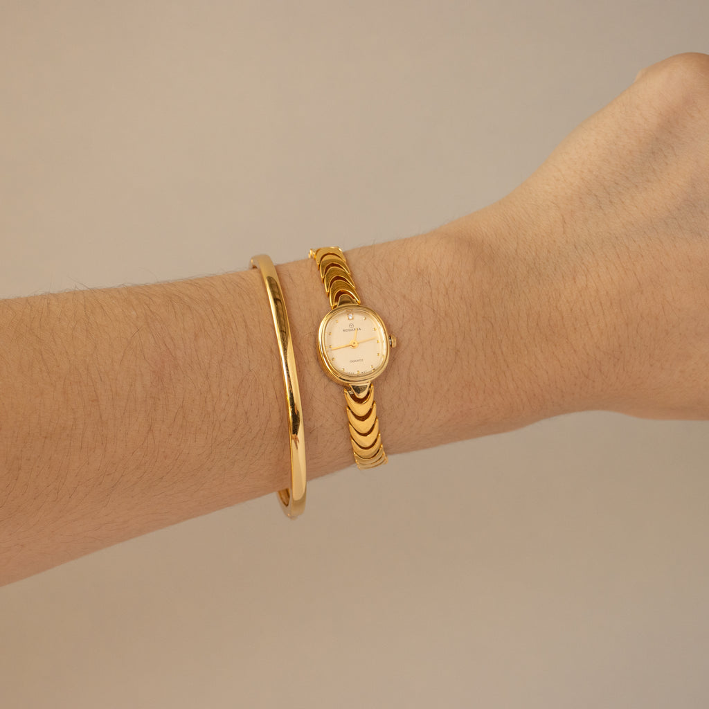 Vintage Rodania Chevron Link Gold Watch
