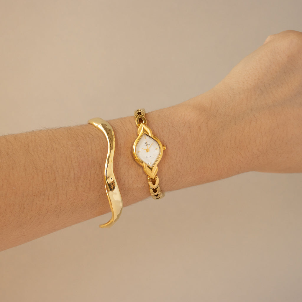 Vintage Raga Titan Marquise Gold Watch