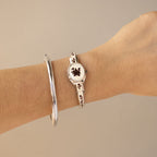 Vintage Andre Mouche Swiss Burgundy Floral Locket Silver Watch