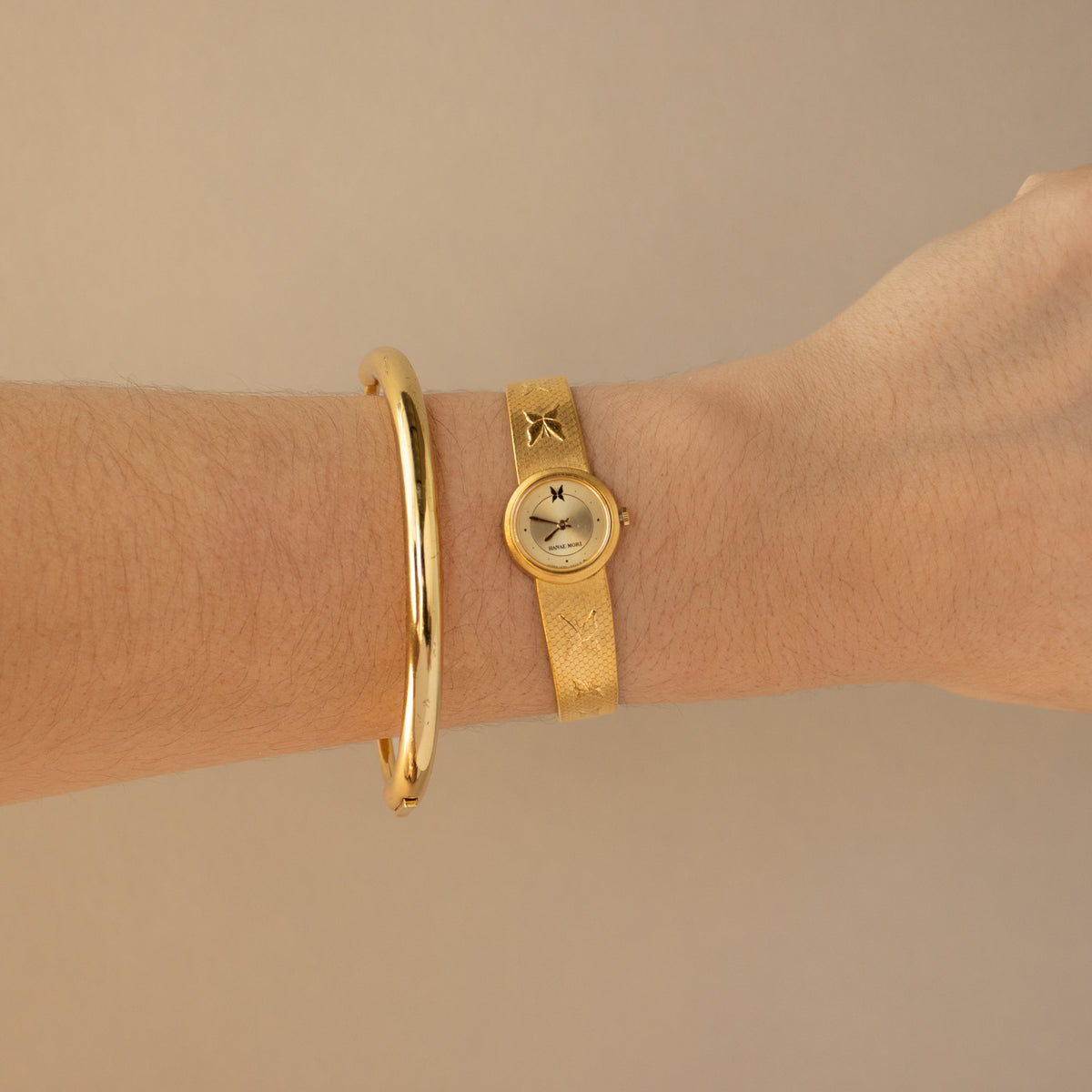 Vintage Hanae Mori Mariposa Gold Watch