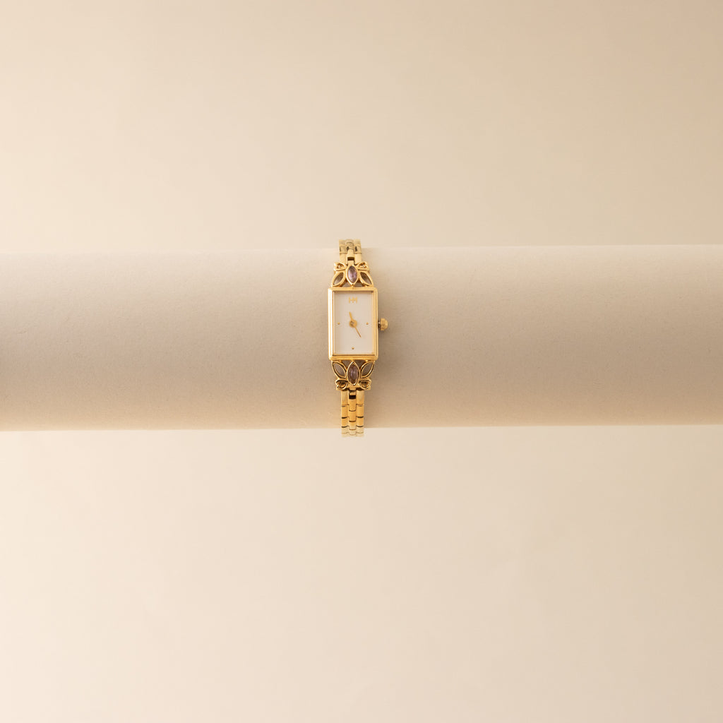 Vintage Hanae Mori Franklin Mint Butterfly Gold Watch