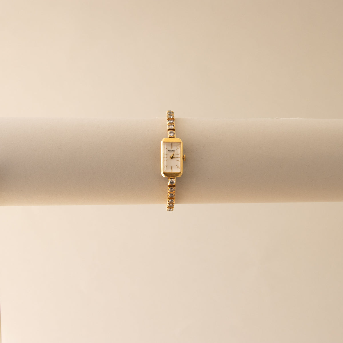 Vintage Katharine Hamnett Rectangular Diamond Gold Watch