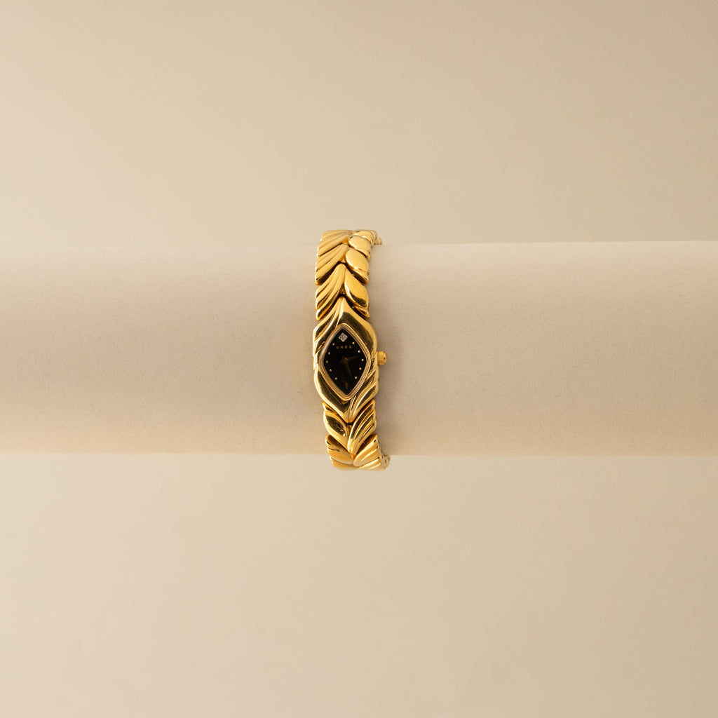 Vintage Gres Midnight Leaf Gold Watch
