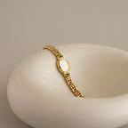 Vintage Vega Fill Oval Beaded Gold Watch