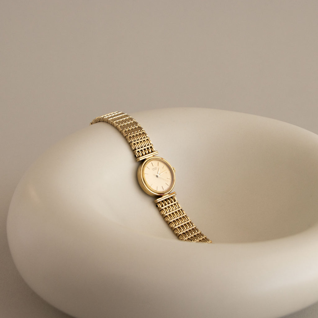 Vintage Seiko Ladder Link Gold Watch