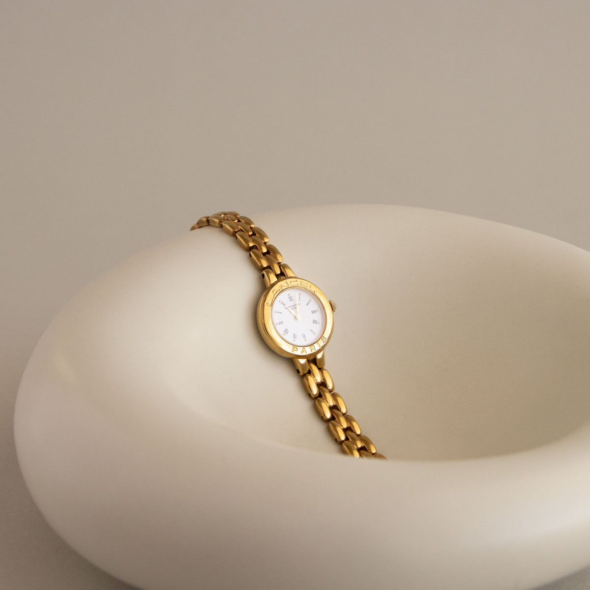 Vintage Lancel Round Chainlink Gold Watch