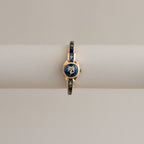 Vintage Andre Mouche Swiss Blue Floral Locket Gold Watch