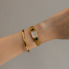 Vintage The Franklin Mint Emerald Gold Watch