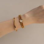 Vintage Seiko Beaded Round Gold Watch