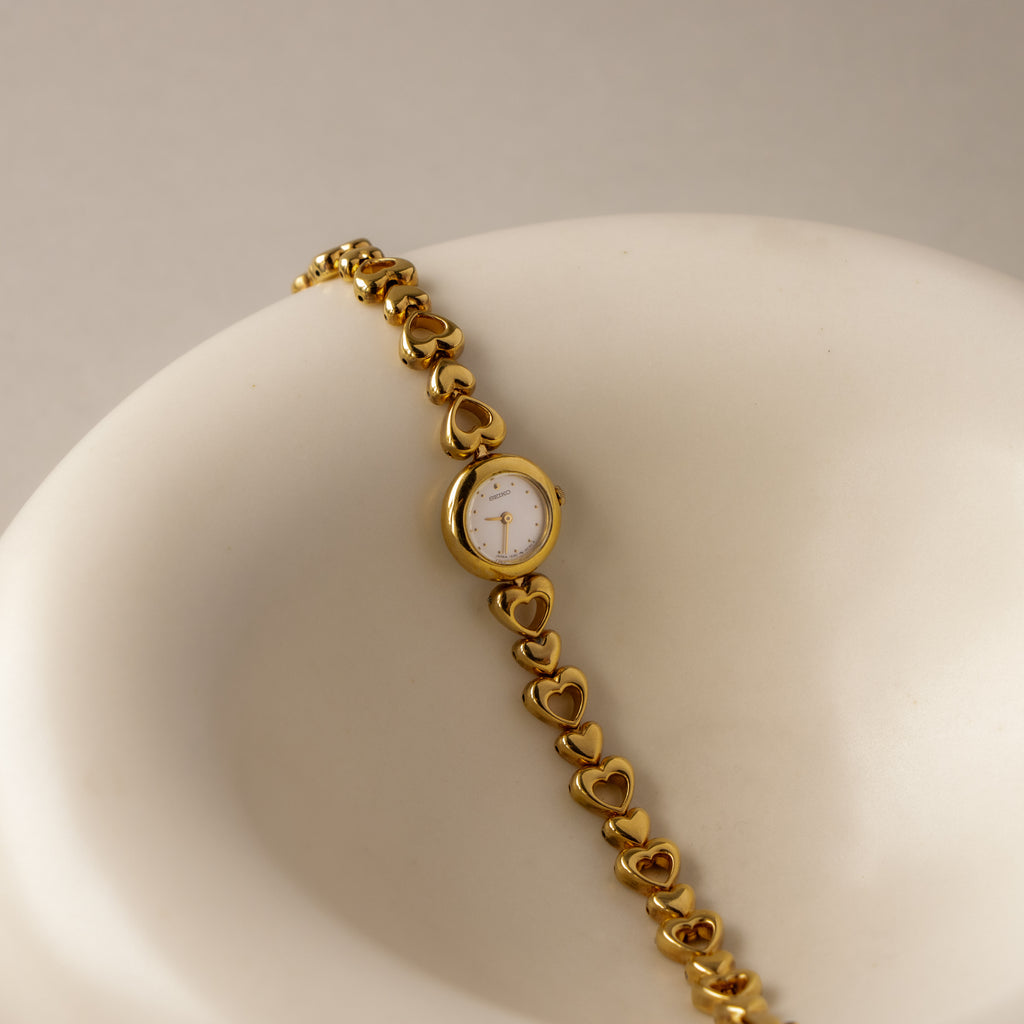 Vintage Seiko Dainty Hearts Gold Watch
