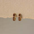 Retro Red Enamel Huggie Studs