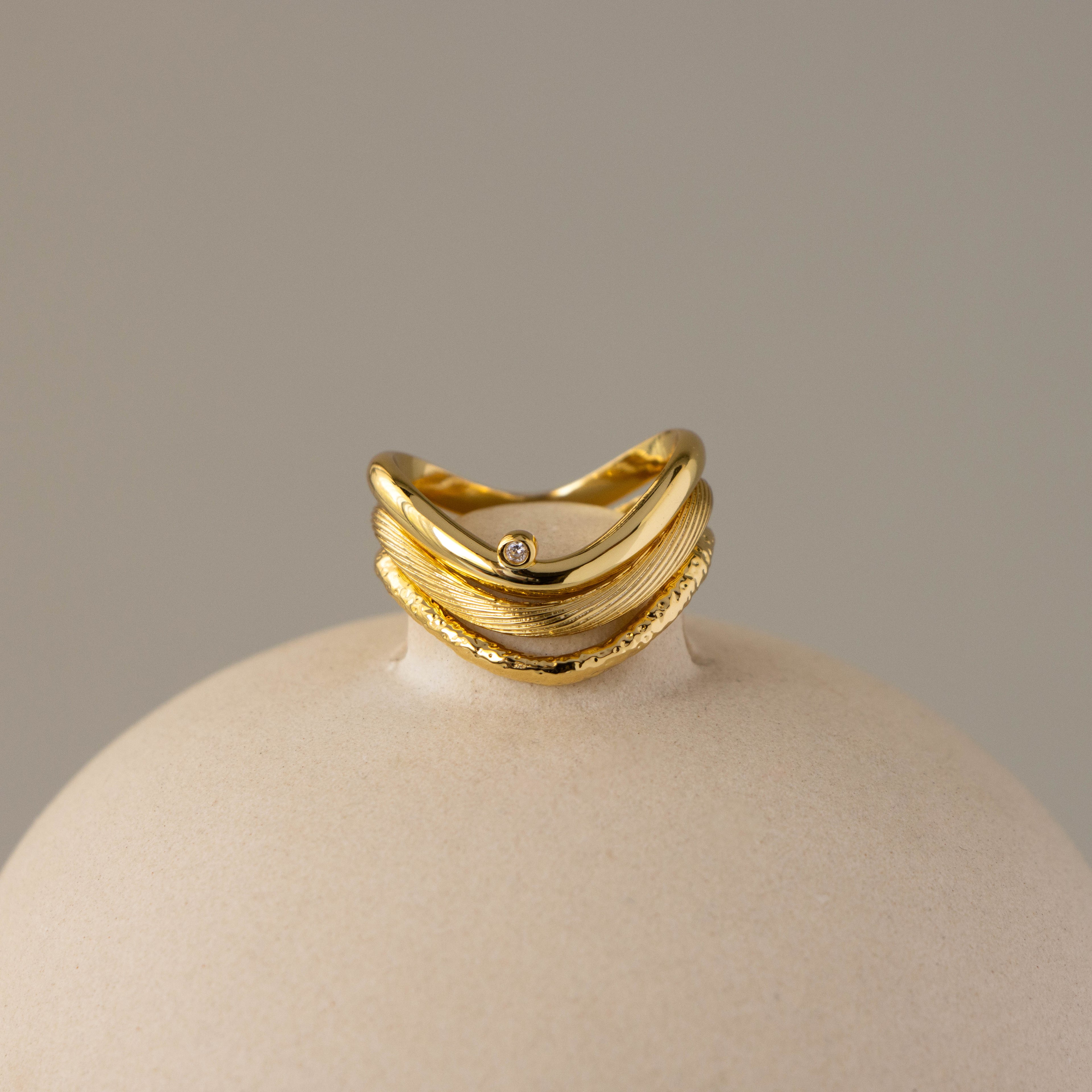 Textured Curve Ring Set