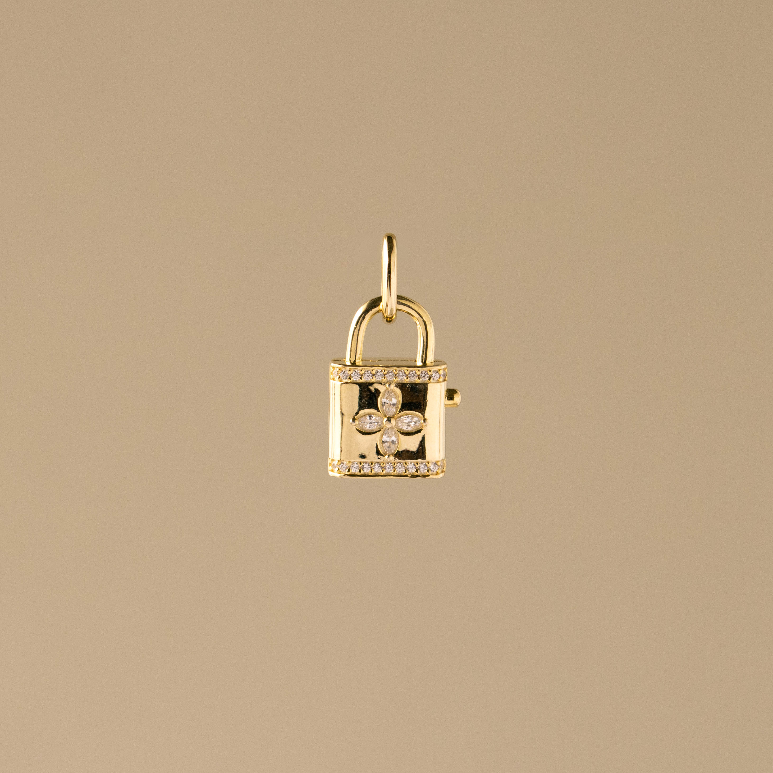Diamond Flower Lock Charm