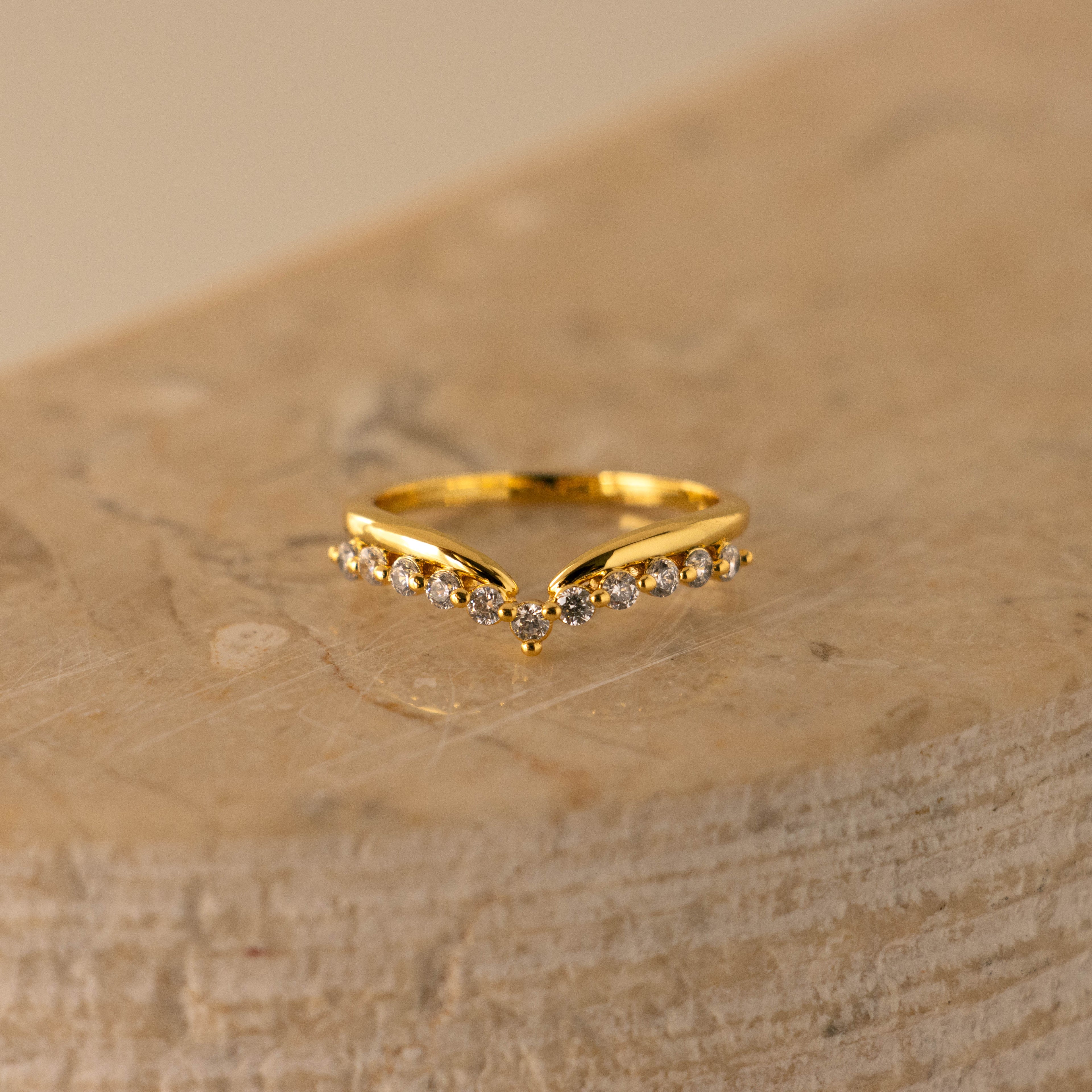 Diamond Crown Chevron Ring