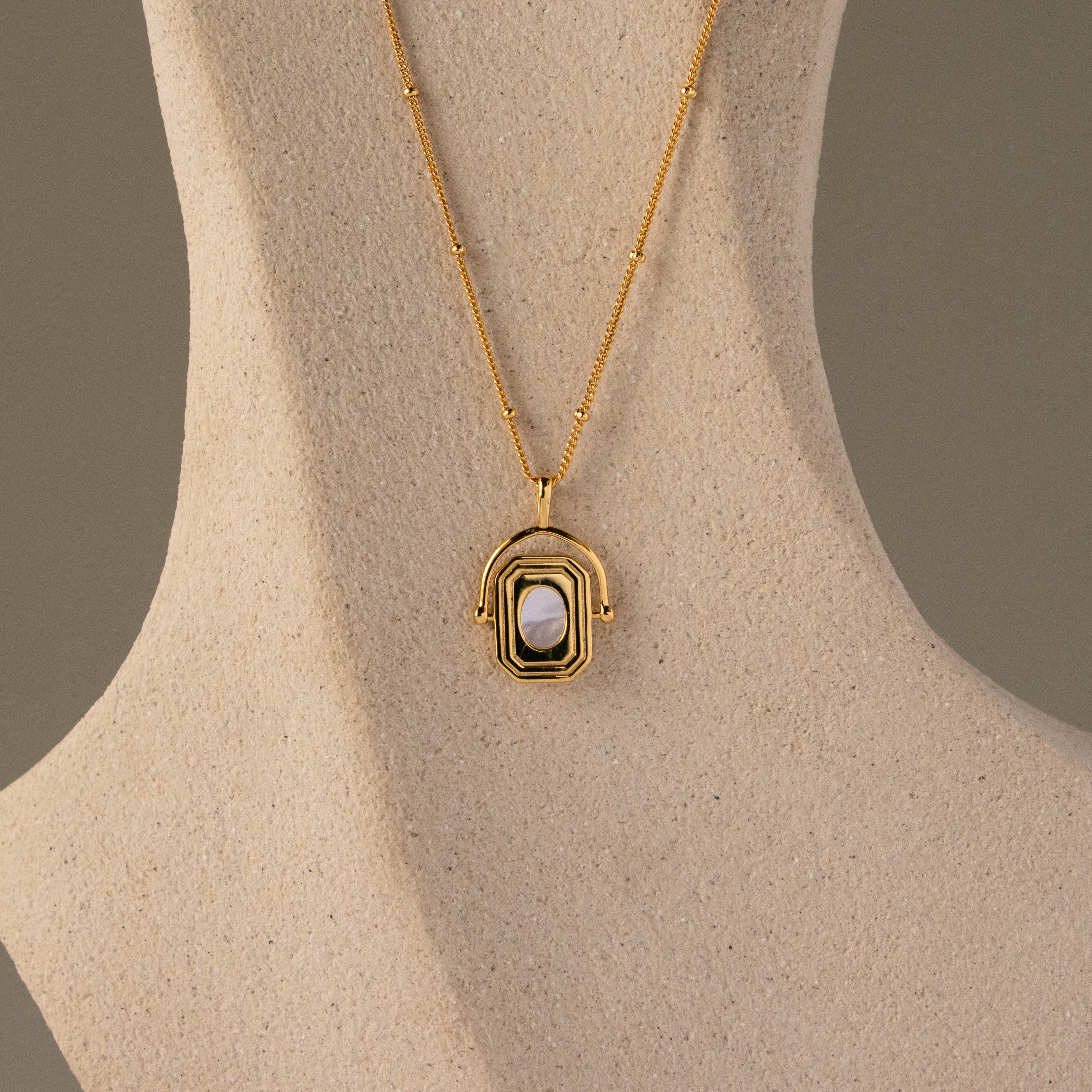 Vintage Pearl Medallion Frame Necklace