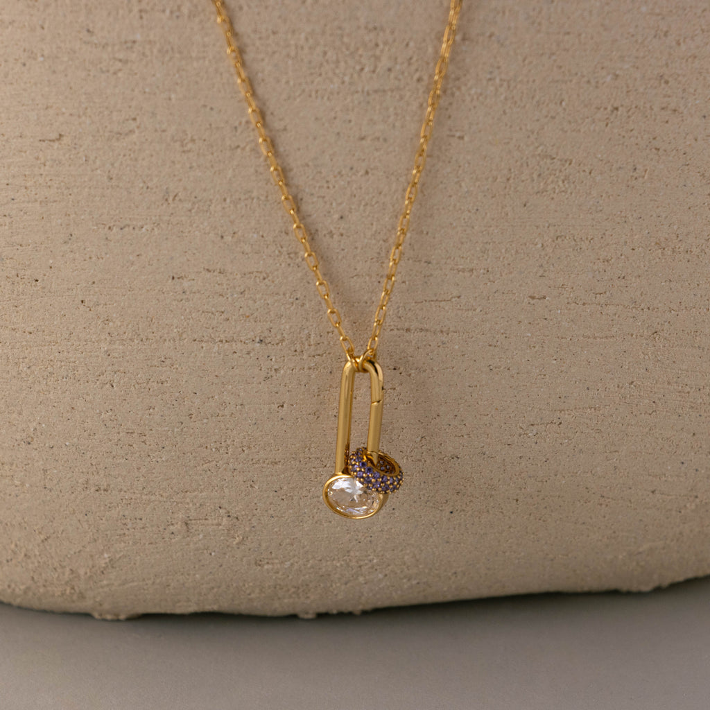 Oval Diamond Clip Necklace