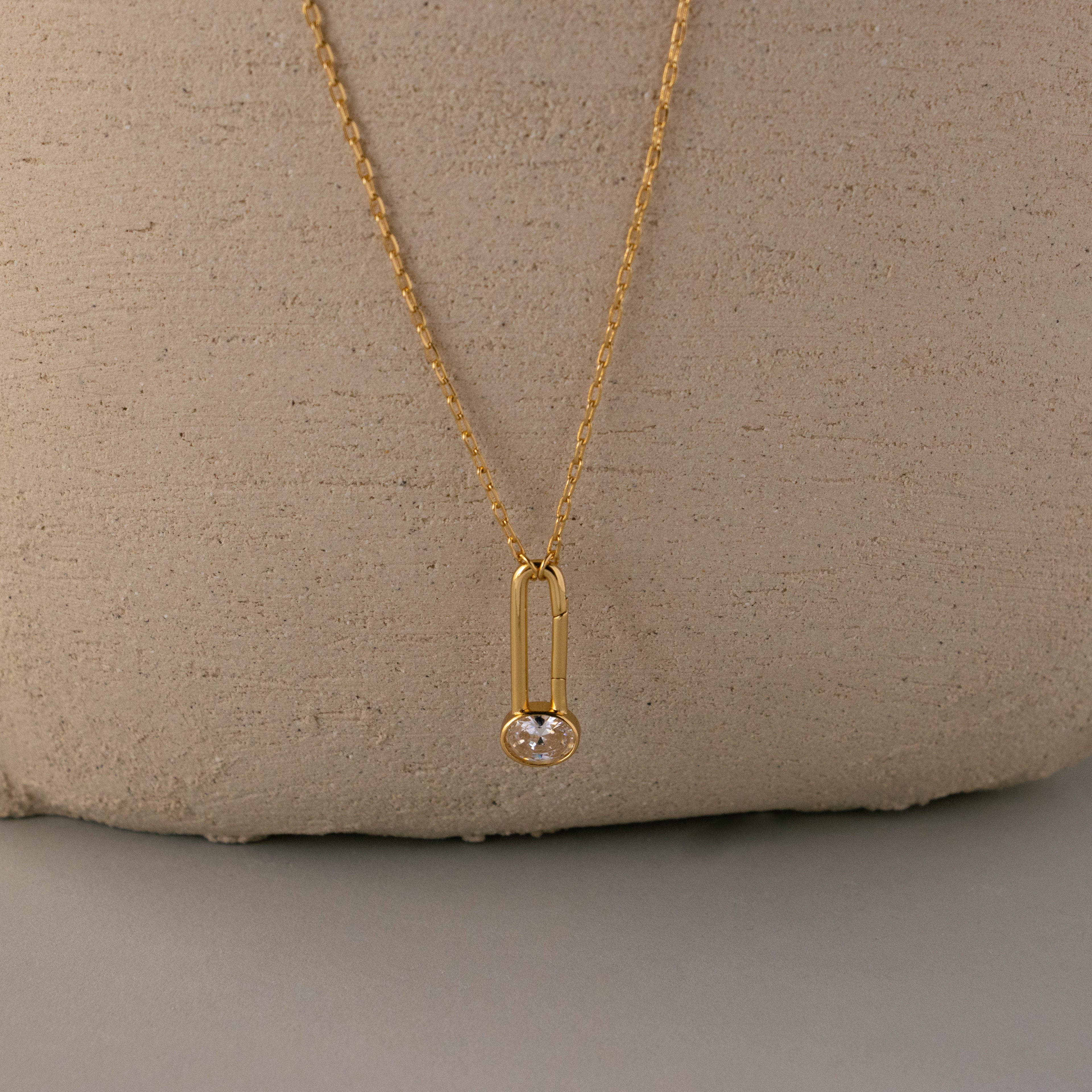 Oval Diamond Clip Necklace