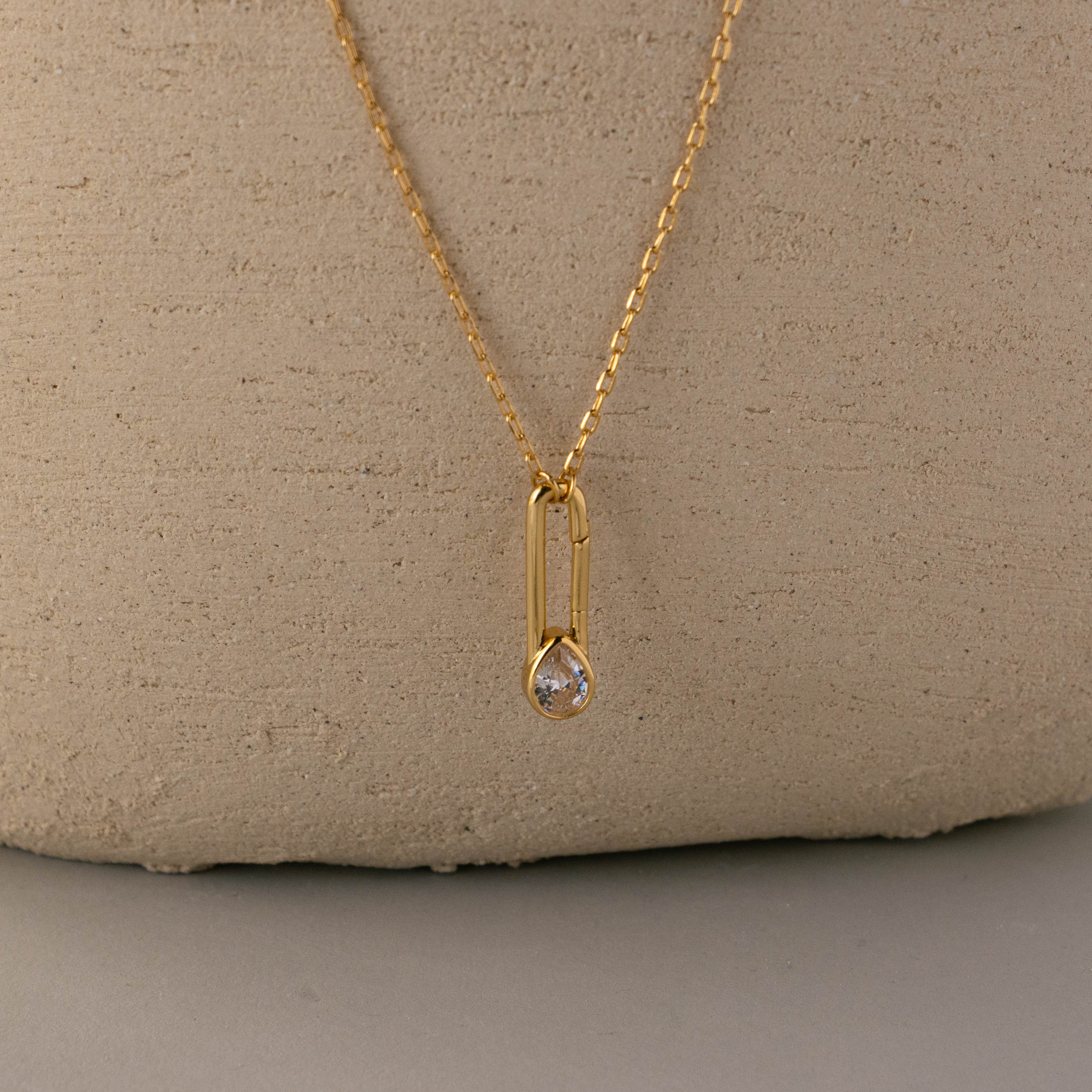 Pear Diamond Clip Necklace