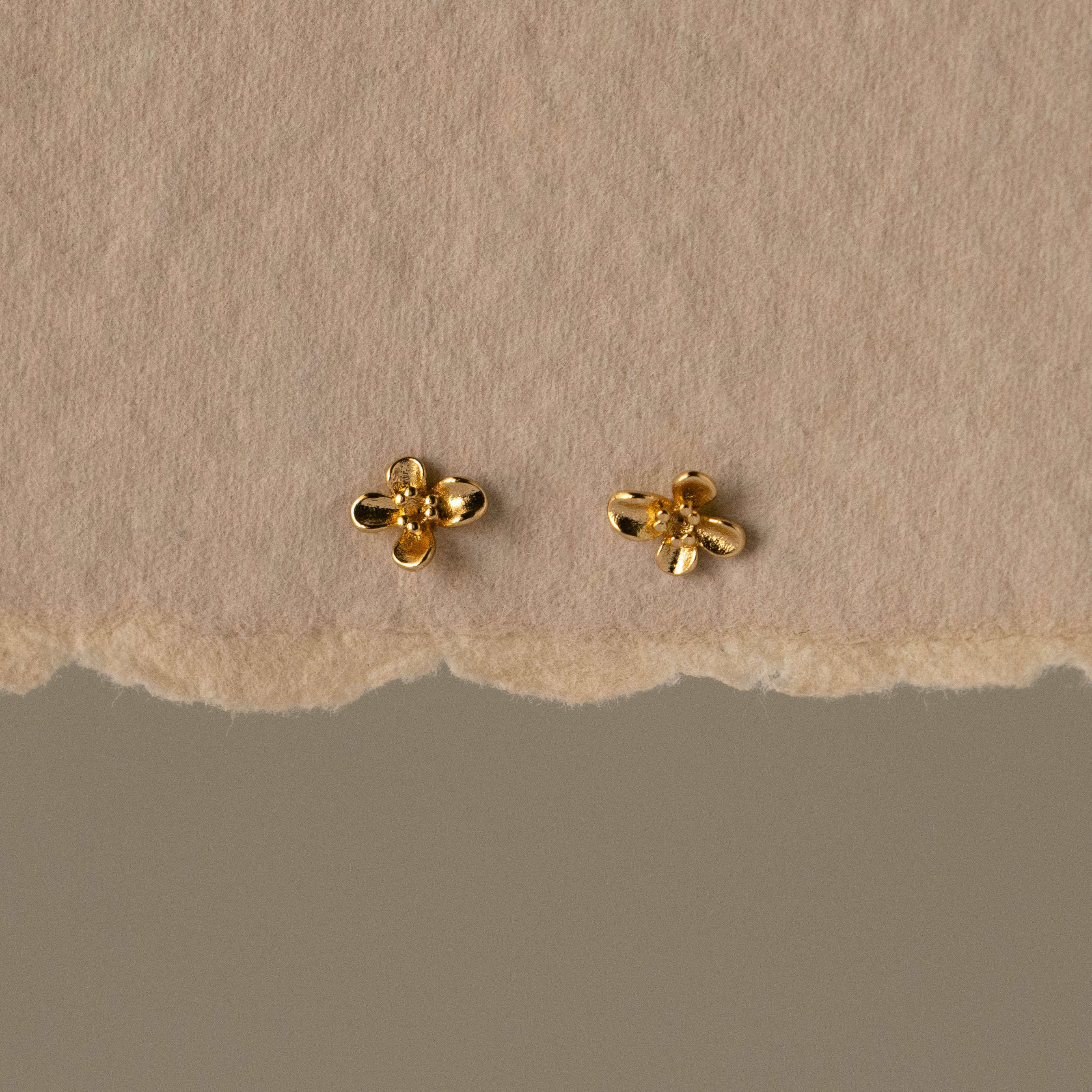 Tiny Golden Flower Studs