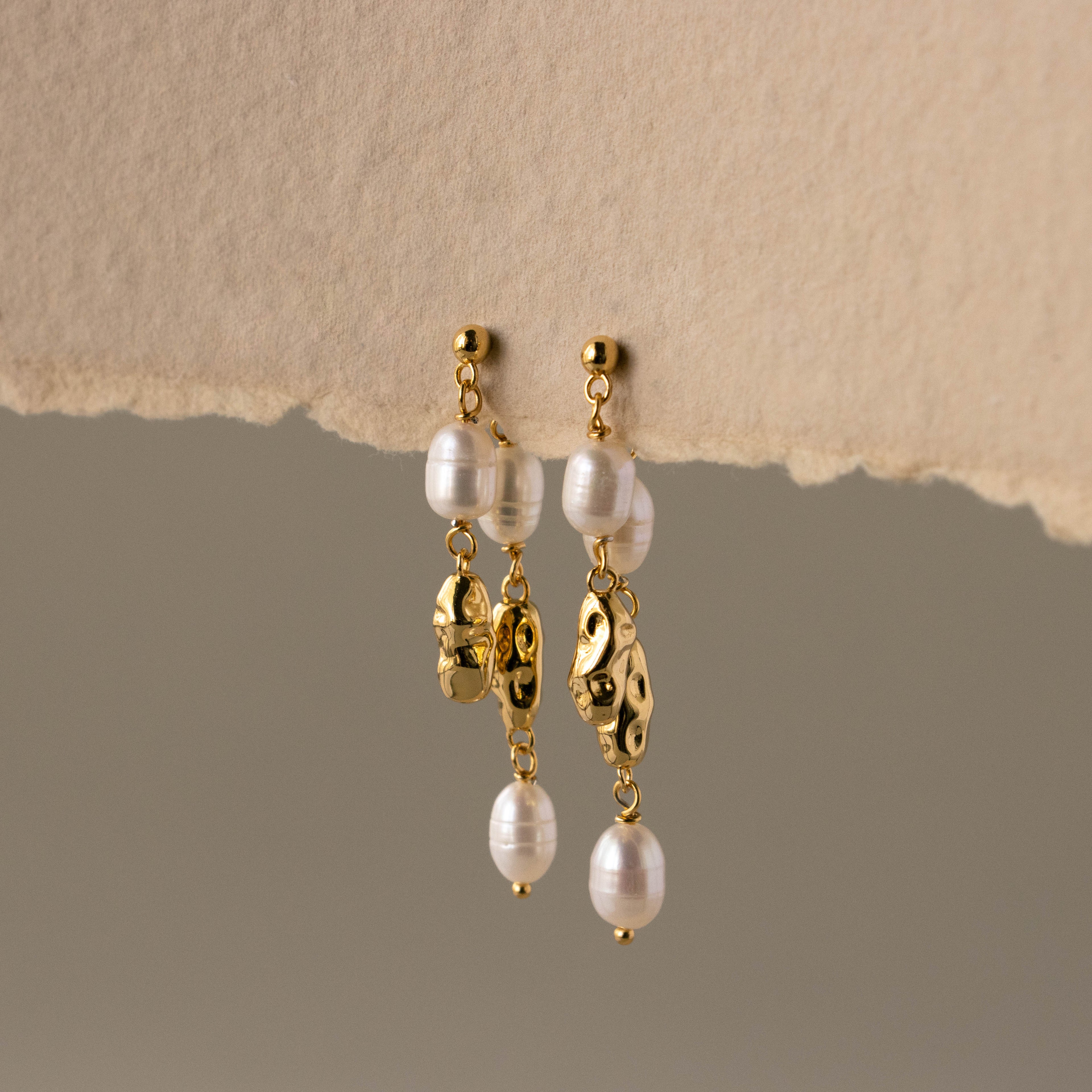 Asymmetrical Coastal Pearl Drop Studs