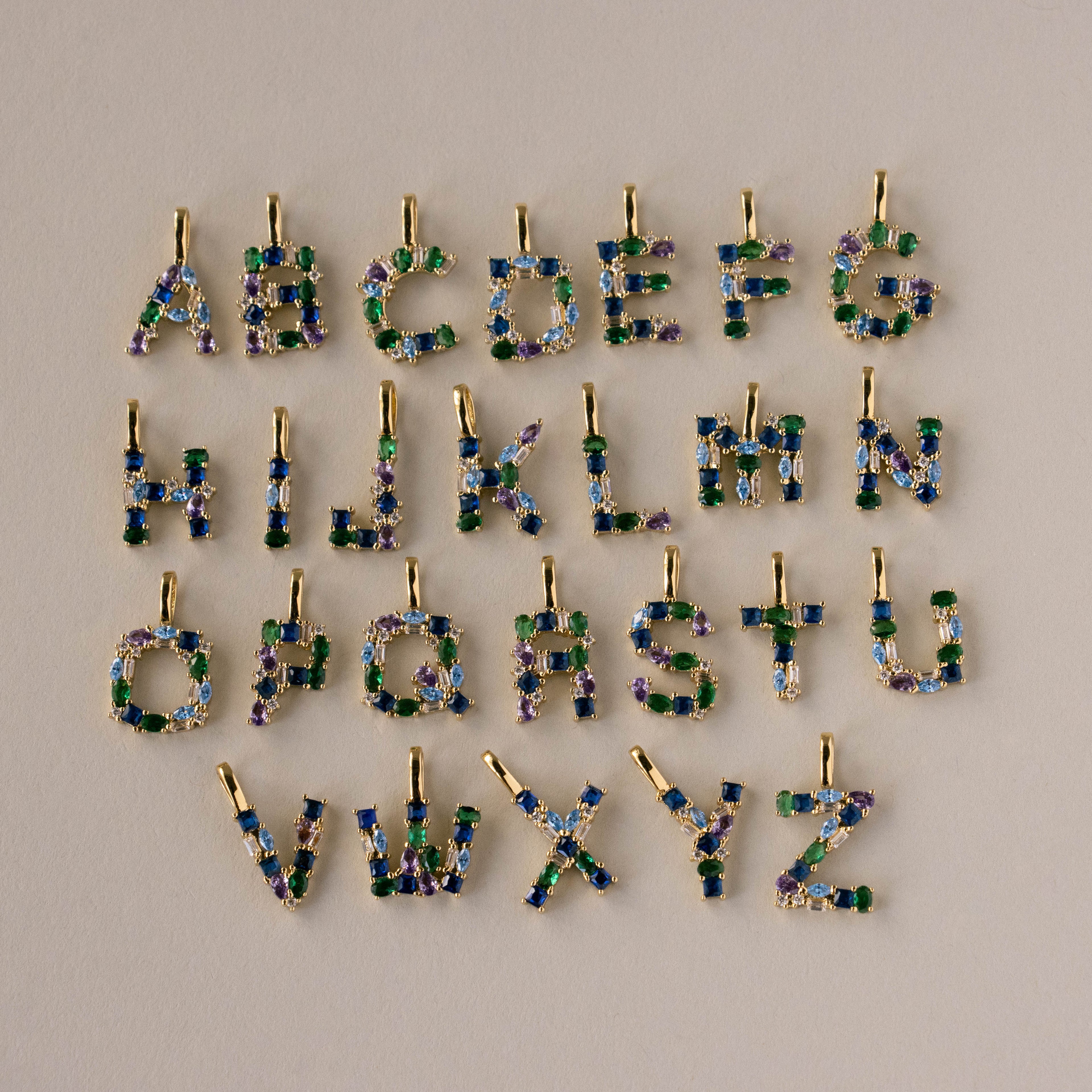 Spring Gemstone Letter Charms