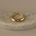 Diamond Starburst Signet Dome Ring