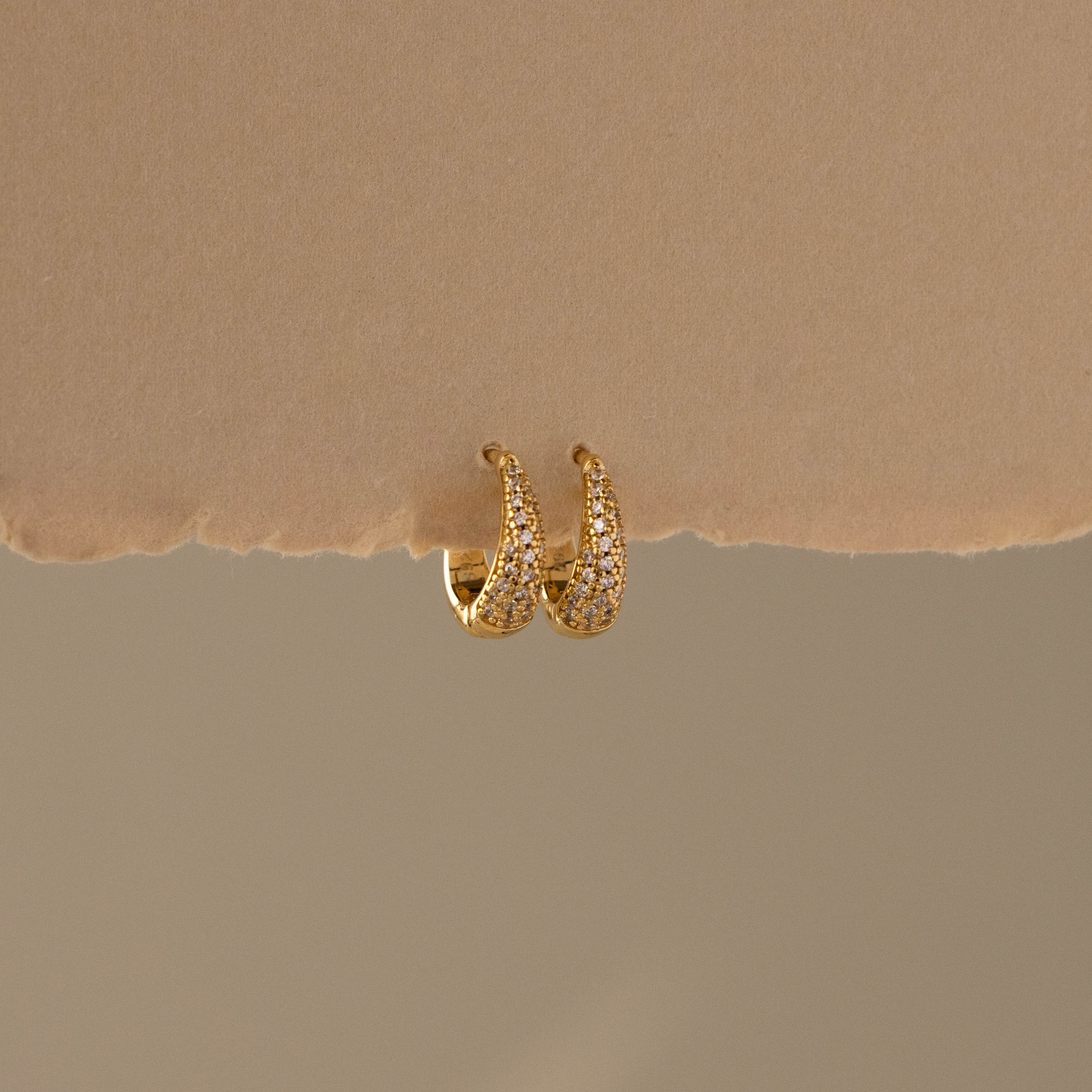 Dainty Pave Dome Huggies