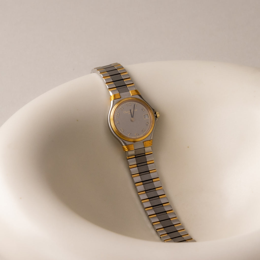 Vintage Christian Dior Swiss Grey Two Tone Watch