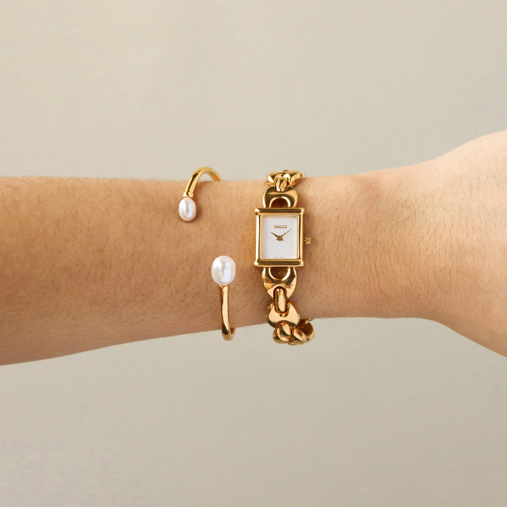 Vintage Gucci Swiss Square Link Gold Watch